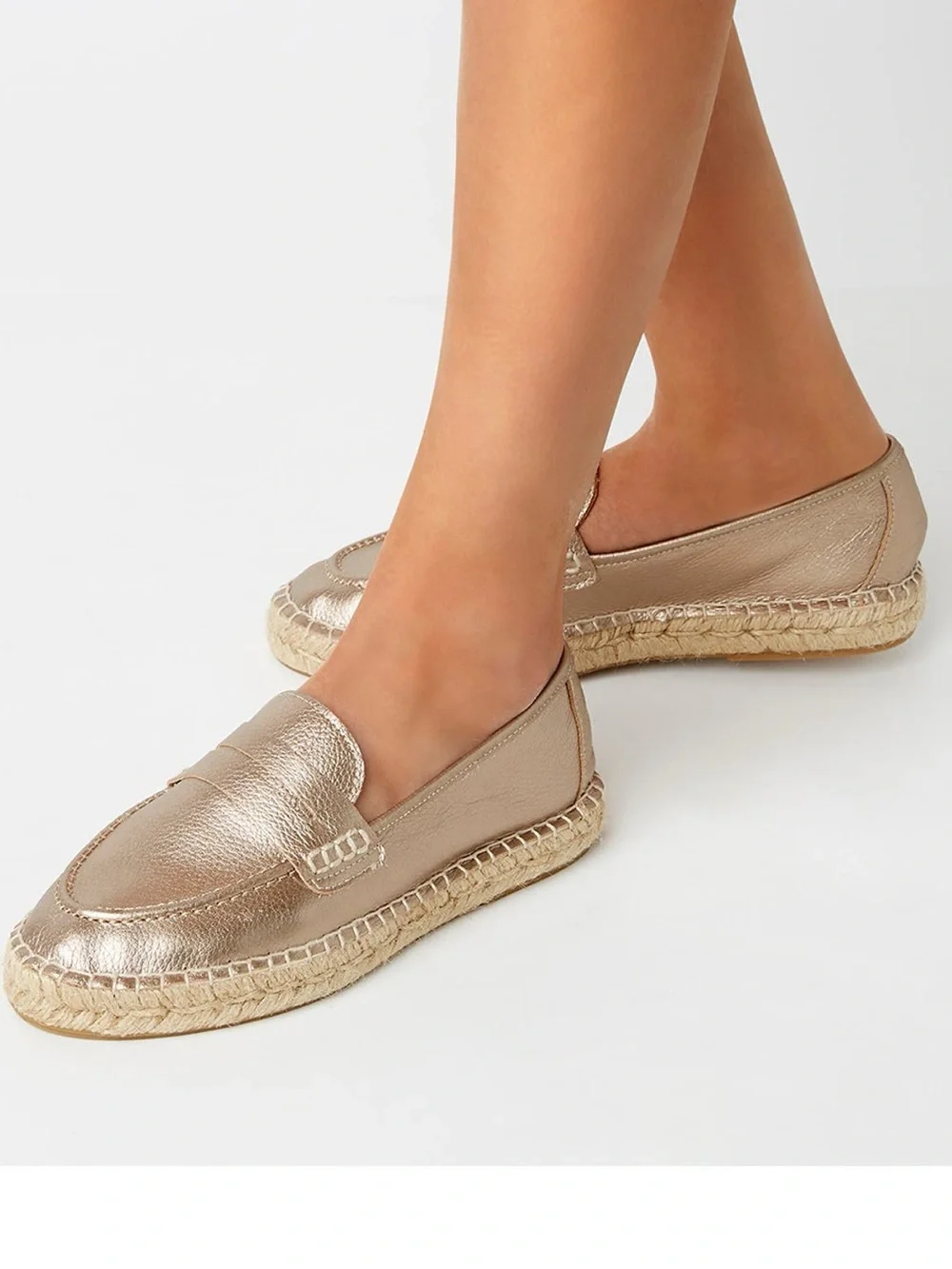 La Canadienne Metallic Bronze Gold Espadrille Loafers - Women Sz: 39 / 8-8.5